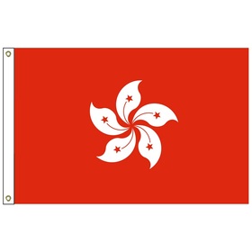 hong kong 3' x 5' outdoor nylon flag w/ heading & grommets