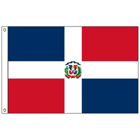 dominican republic w/ seal 5' x 8' outdoor nylon flag w/ heading & grommets