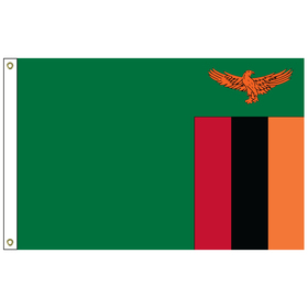 zambia 5' x 8' outdoor nylon flag w/ heading & grommets