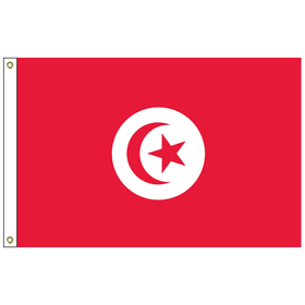 tunisia 2' x 3' outdoor nylon flag with heading and grommets