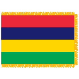 mauritius 3' x 5' intdoor nylon flag w/ pole sleeve & fringe