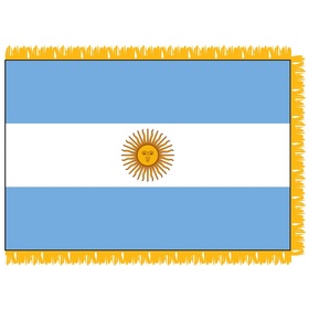 argentina w/ seal 3' x 5' indoor flag w/pole sleeve & fringe