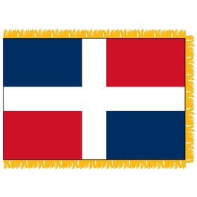 dominican republic 3' x 5' indoor nylon flag w/ pole sleeve & fringe