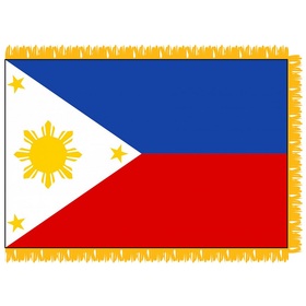 philippines 3' x 5' indoor nylon flag w/pole sleeve & fringe