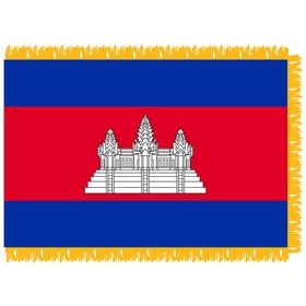 cambodia 3' x 5' indoor flag w/ pole sleeve & fringe