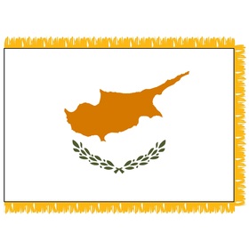cyprus 3' x 5' indoor nylon flag w/ pole sleeve & fringe