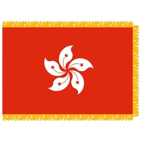 hong kong 3' x 5' indoor nylon flag w/ pole sleeve & fringe