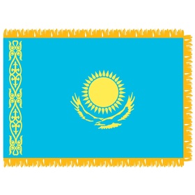 kazakhstan 3' x 5' indoor flag w/ pole sleeve & fringe