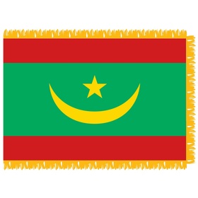 mauritania 3' x 5' indoor nylon flag w/ pole sleeve & fringe