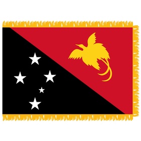 papua new guinea 3' x 5' indoor nylon flag w/ pole sleeve & fringe