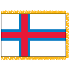 faroe islands 4' x 6' indoor nylon flag w/ pole sleeve & fringe