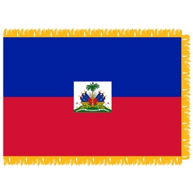 haiti 4' x 6' indoor nylon flag w/ pole sleeve & fringe