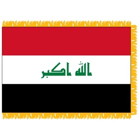 iraq 3' x 5' indoor nylon flag w/ pole sleeve & fringe