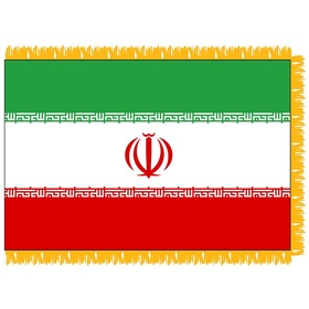 iran 4' x 6' indoor nylon flag w/ pole sleeve & fringe