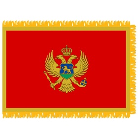 montenegro 2' x 3' indoor flag w/ pole sleeve and fringe