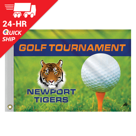 24 - hour 14" x 20" single reverse golf flag with heading and grommets