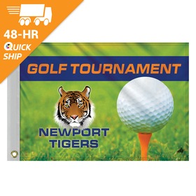 48 - hour 14" x 20" single reverse golf flag with heading and grommets
