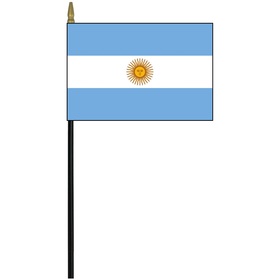 argentina w/ seal 4" x 6" staff mounted rayon flag