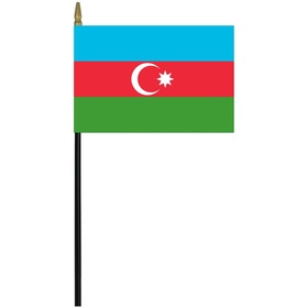 azerbaijan 4" x 6" staff mounted rayon flag