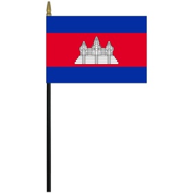 cambodia 4" x 6" staff mounted rayon flag
