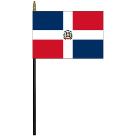 dominican republic w/ seal 4" x 6" staff mounted rayon flag