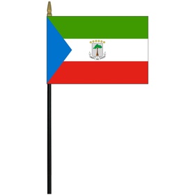 equatorial guinea w/ seal 4" x 6" staff mounted rayon flag
