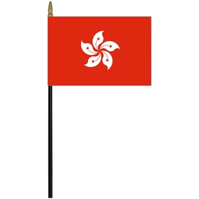 hong kong 4" x 6" staff mounted rayon flag
