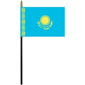kazakhstan 4" x 6" staff mounted rayon flag