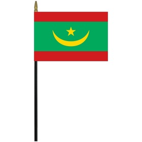 mauritania 4" x 6" staff mounted rayon flag