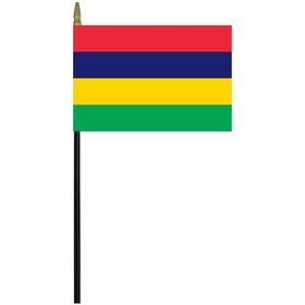 mauritius 4" x 6" staff mounted rayon flag