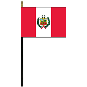 peru  w/ seal 4" x 6" staff mounted rayon flag
