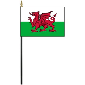 wales 4" x 6" staff mounted rayon flag