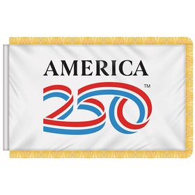 3' X 5' AMERICA 250TH WHITE INDOOR NYLON FLAG W/ FRINGE