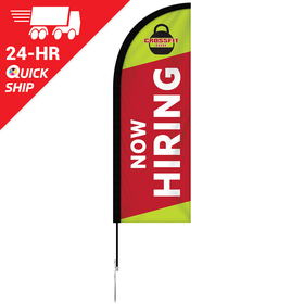 24 - Hour 6' Single Reverse Half Drop Banner with Hardware Set