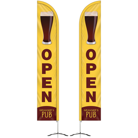 12' double sided half drop banner w/ premium hardware & base