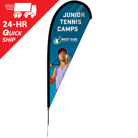 24 - Hour 8' Single Reverse Teardrop Banner with Hardware Set