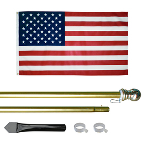 10' economy gold aluminum display pole w/ 3' x 5' u.s. flag