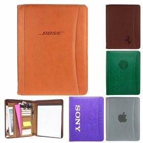 marin pu leather 8.5" x 11" zippered portfolio