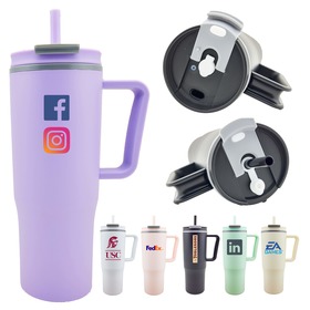 voyager 30oz travel tumbler with handle & straw
