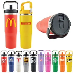 glacier 30oz hybrid travel tumbler with handle & straw