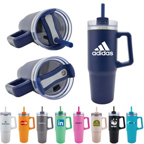 newport 30oz double wall stainless steel vacuum insulated tumbler with handle and straw