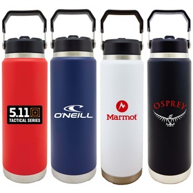 scenesetter 30oz double wall vacuum insulated bottle with straw and carrying handle