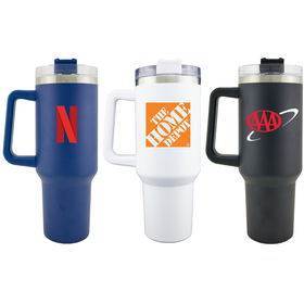 scenesetter 40oz double wall stainless steel vacuum insulated tumbler with handle and straw