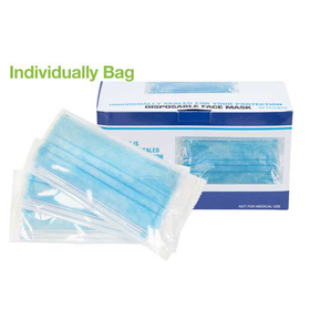 individually packed 3-ply disposable face mask