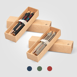 Set regalo York di penne in plastica riciclata con dettagli in bronzo