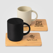 Café Duo - 325 ml Ceramic Mug & Bamboo Board Set