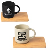 Café Duo - 325 ml Ceramic Mug & Bamboo Board Set