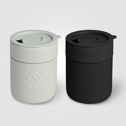 Obsidian - Mug en Céramique et Silicone Mat de 295 ml avec Couvercle