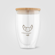 Sculpture - 355 ml Double Wall Glass Tumbler with Bamboo Lid