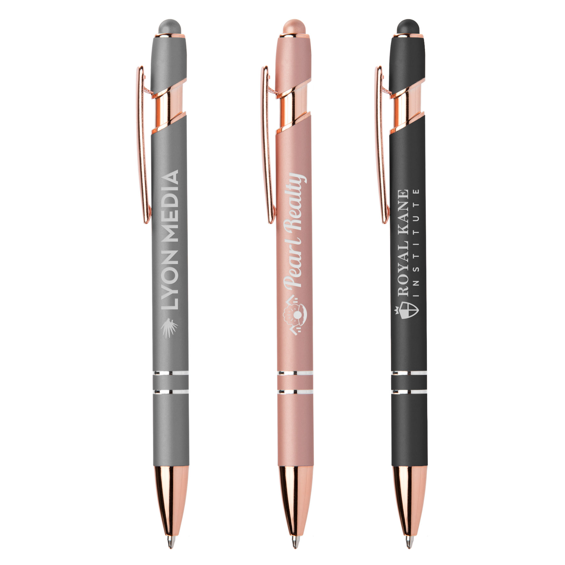 Sonic Softy Rose Gold Gel Pen w/ Stylus - Laser with your logo
